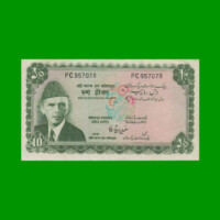BILLETE DE PAKISTAN 10 RUPIAS, PICK 21a, ESTADO MUY BUENO+ .-