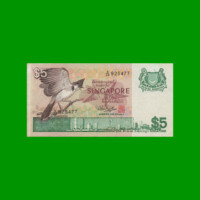 BILLETE DE SINGAPUR 5 DOLARES, PICK 10, ESTADO MUY BUENO+ .-