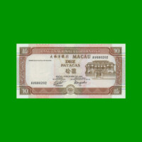 BILLETE DE MACAO 10 PATACAS, PICK 65a, AÑO 1991, ESTADO SIN CIRCULAR.-
