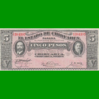 BILLETE DE MEXICO, CHIHUAHUA $5,00 PICK S532A, AÑO 1915, ESTADO SIN CIRCULAR.-