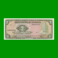 BILLETE DE NICARAGUA 2 CORDOBAS, PICK 121a, ESTADO SIN CIRCULAR.-