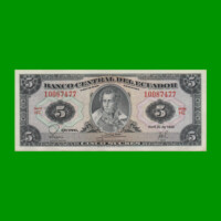 BILLETE DE ECUADOR 5 SUCRES PICK 108b, AÑO 1983 ESTADO EXCELENTE+.-