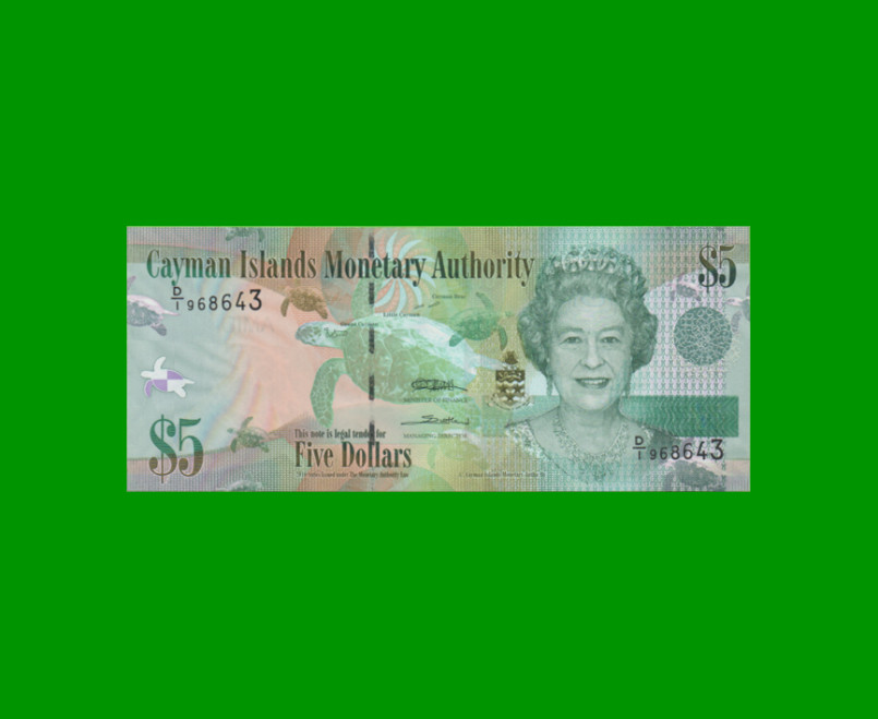 BILLETE DE ISLAS CAYMAN 5 DOLARES, PICK 39a, ESTADO SIN CIRCULAR.-