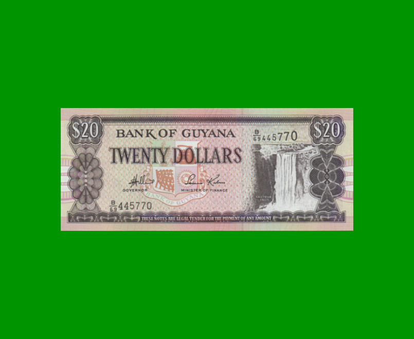 BILLETE DE GUYANA 20 DOLARES PICK 30d, ESTADO SIN CIRCULAR.-