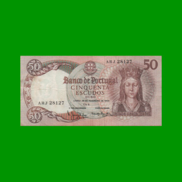BILLETE DE PORTUGAL 50 ESCUDOS, PICK 168, AÑO 1964 ESTADO MUY BUENO+.-