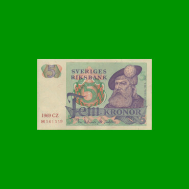 BILLETE DE SUECIA 5 KRONOR, PICK 51a, AÑO 1969 ESTADO EXCELENTE+ .-
