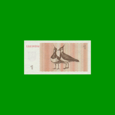 BILLETE DE LITUANIA 1 TALONAS, PICK 39, AÑO 1992 ESTADO SIN CIRCULAR.-