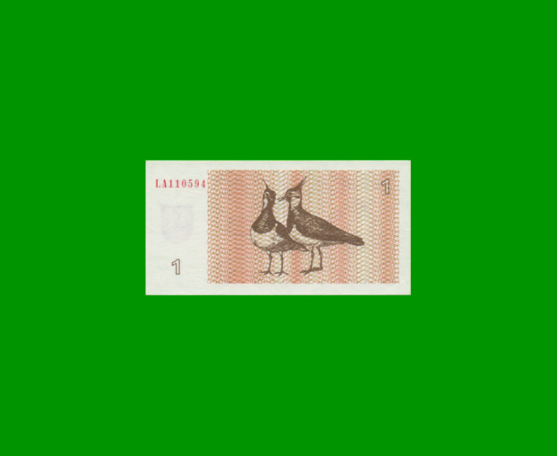 BILLETE DE LITUANIA 1 TALONAS, PICK 39, AÑO 1992 ESTADO SIN CIRCULAR.-