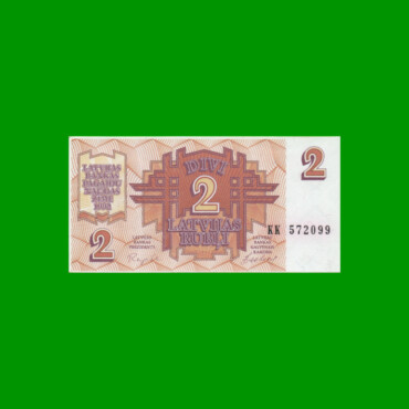 BILLETE DE LETONIA 2 RUBLOS, PICK 36, AÑO 1992 ESTADO SIN CIRCULAR.-