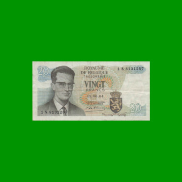 BILLETE DE BELGICA 20 FRANCOS, PICK 138, AÑO 1964 ESTADO MUY BUENO.-