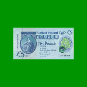 BILLETE DE IRLANDA DEL NORTE 5 LIBRAS, POLYMERO, PICK NEW AÑO 2017 ESTADO SIN CIRCULAR.-