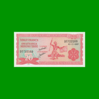 BILLETE DE BURUNDI 20 FRANCOS, PICK 27d, AÑO 2007 ESTADO SIN CIRCULAR.-