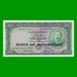 BILLETE DE MOZAMBIQUE 100 ESCUDOS RESELLADO, PICK 117, ESTADO SIN CIRCULAR.-