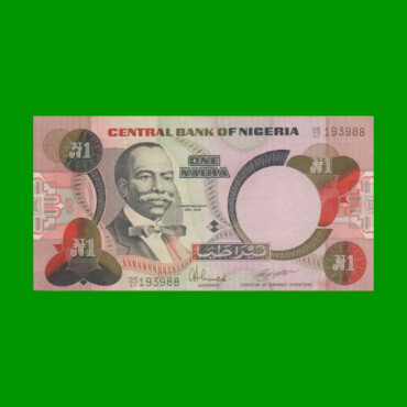 BILLETE DE NIGERIA 1 NAIRA, PICK 23d, AÑO 1984 ESTADO EXCELENTE.-