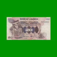 BILLETE DE UGANDA 20 SHILLINGS, PICK 7b, AÑO 1973 ESTADO MUY BUENO.-