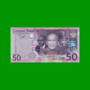 BILLETE DE LESOTHO 50 MALOTI, PICK 23b AÑO 2013 ESTADO SIN CIRCULAR.-
