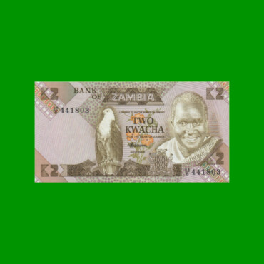 BILLETE DE ZAMBIA 2 KWACHA, PICK 24c, AÑO 1980/1988, ESTADO SIN CIRCULAR.-