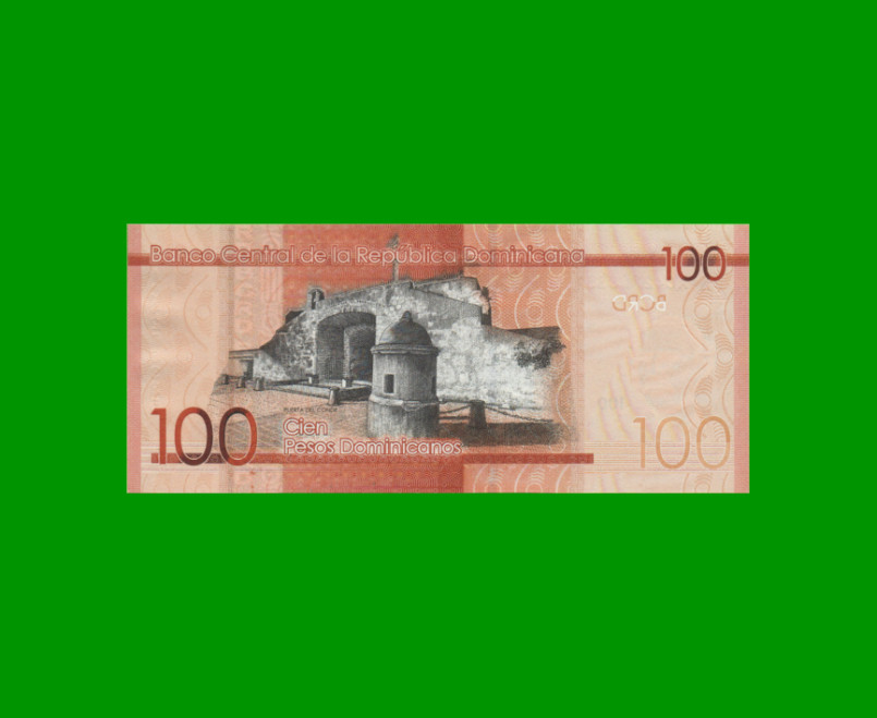 BILLETE DE REPUBLICA DOMINICANA $100,00 ORO PICK 190 AÑO 2014 ESTADO SIN CIRCULAR.- - Imagen 2