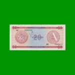 BILLETE DE CUBA $20,00 PICK FX5, AÑO 1985, ESTADO MUY BUENO+.-