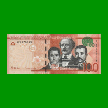 BILLETE DE REPUBLICA DOMINICANA $100,00 ORO PICK 190 AÑO 2014 ESTADO SIN CIRCULAR.-
