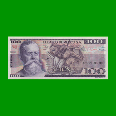 BILLETE DE MEXICO $100,00 PICK 74c, AÑO 1982, ESTADO SIN CIRCULAR.-