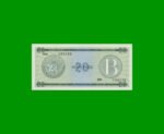 BILLETE DE CUBA $20,00 PICK FX9, AÑO 1985, ESTADO SIN CIRCULAR.-