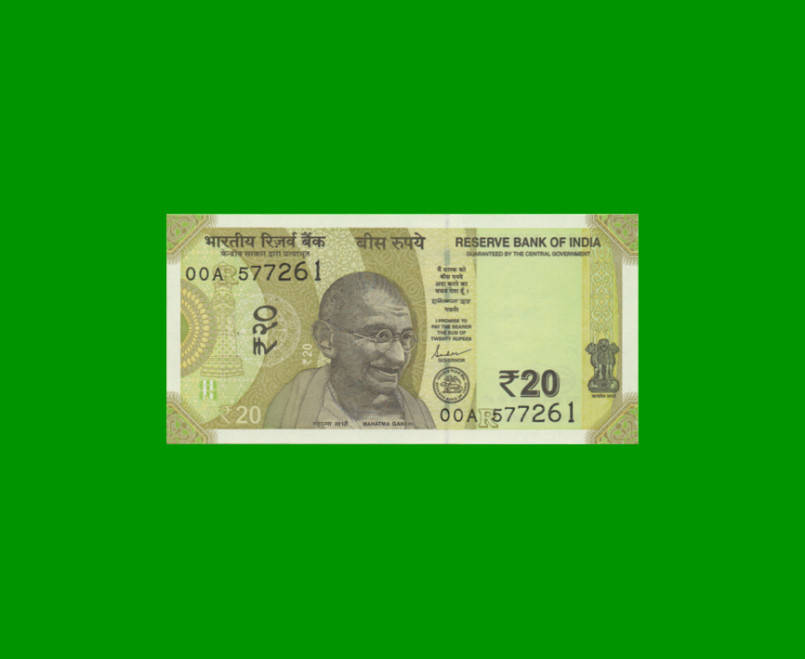 BILLETE DE INDIA 20 RUPIAS, PICK NEW, ESTADO SIN CIRCULAR.-