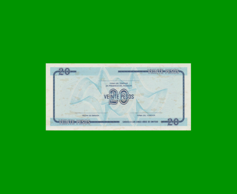 BILLETE DE CUBA $20,00 PICK FX23, SERIE C, ESTADO SIN CIRCULAR.- - Imagen 2