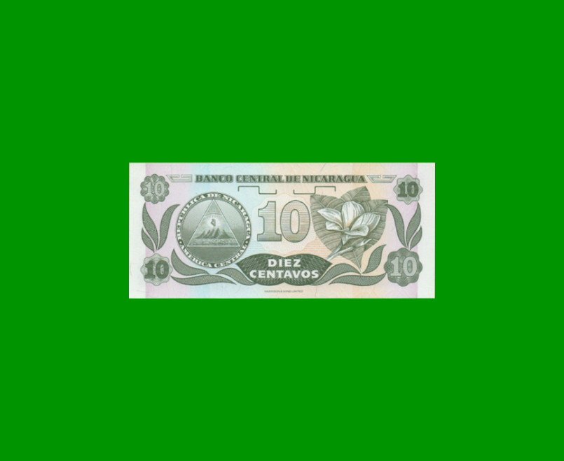 BILLETE DE NICARAGUA 10 CENTAVOS, PICK 169, ESTADO SIN CIRCULAR.- - Imagen 2