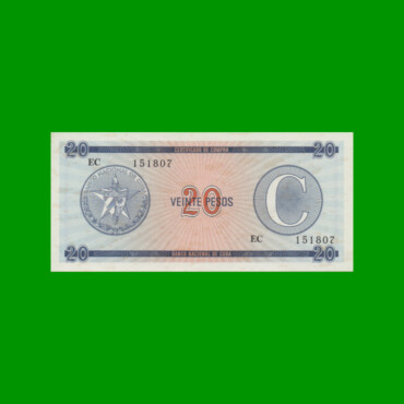 BILLETE DE CUBA $20,00 PICK FX23, SERIE C, ESTADO SIN CIRCULAR.-