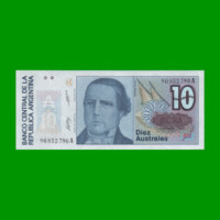 BILLETE DE AUSTRALES, 10 AUSTRALES, BOT 2821, AÑO 1987, ESTADO SIN CIRCULAR.-