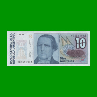 BILLETE DE AUSTRALES, 10 AUSTRALES, BOT 2821, AÑO 1987, ESTADO SIN CIRCULAR.-
