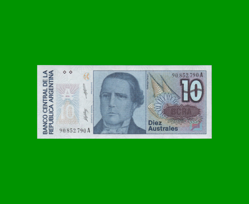 BILLETE DE AUSTRALES, 10 AUSTRALES, BOT 2821, AÑO 1987, ESTADO SIN CIRCULAR.-