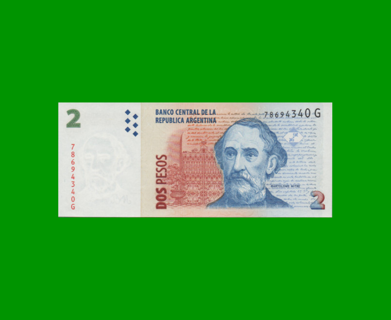 PESOS CONVERTIBLES 2do DISEÑO $ 2,00, BOT 3225, AÑO 2007, ESTADO SIN CIRCULAR.-