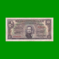 BILLETE DE URUGUAY $10,00, PICK 37d, SERIE D, ESTADO MUY BUENO- .-