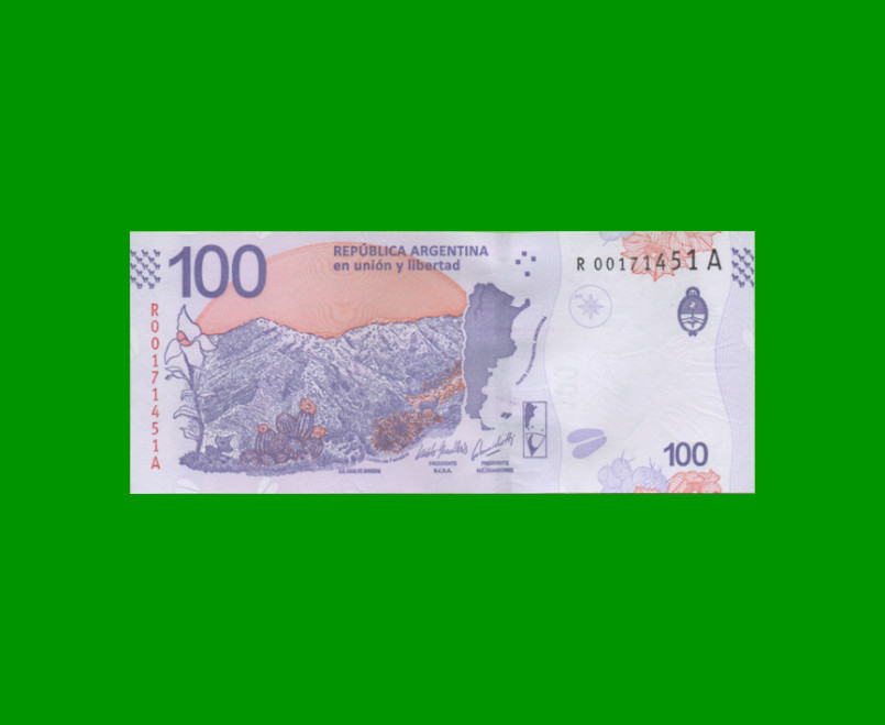 REPOSICION BILLETE CONVERTIBLE TERCER DISEÑO $ 100,00, BOT NEW, ESTADO SIN CIRCULAR.- - Imagen 2