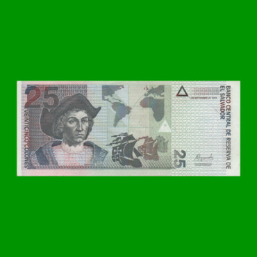 BILLETE DE EL SALVADOR 25 COLONES, PICK 155, AÑO 1999 ESTADO EXCELENTE.-