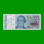 BILLETE DE AUSTRALES, 10 AUSTRALES, BOT 2822, AÑO 1988, ESTADO SIN CIRCULAR.-