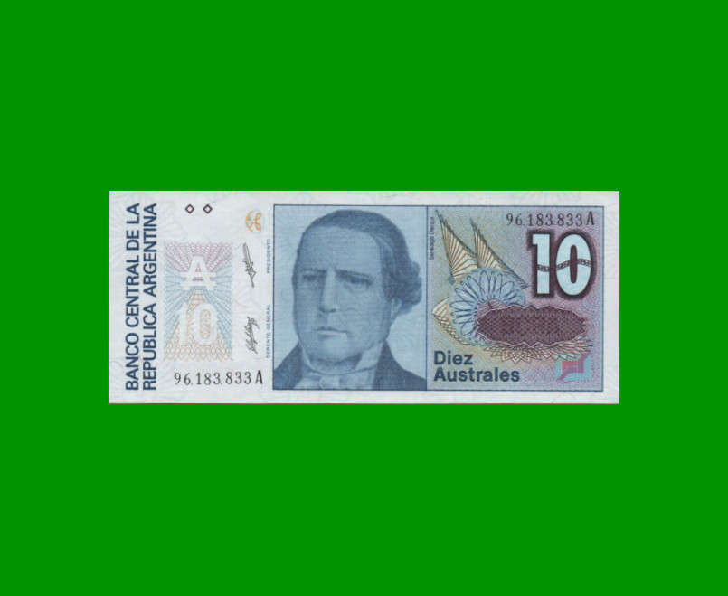 BILLETE DE AUSTRALES, 10 AUSTRALES, BOT 2822, AÑO 1988, ESTADO SIN CIRCULAR.-