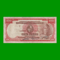 BILLETE DE URUGUAY $100,00, PICK 39c, SERIE D, ESTADO BUENO.-