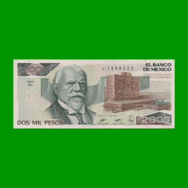 BILLETE DE MEXICO $2.000,00 PICK 86c, AÑO 1989, ESTADO EXCELENTE.-