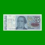 BILLETE DE AUSTRALES, 10 AUSTRALES, BOT 2823, AÑO 1988, ESTADO SIN CIRCULAR.-