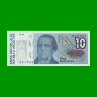 BILLETE DE AUSTRALES, 10 AUSTRALES, BOT 2823, AÑO 1988, ESTADO SIN CIRCULAR.-
