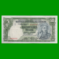 BILLETE DE URUGUAY $500,00, PICK 40c, SERIE D, ESTADO MUY BUENO+.-