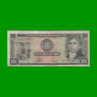 BILLETE DE PERU 100 SOLES, PICK 102b, AÑO 1970, ESTADO BUENO.-