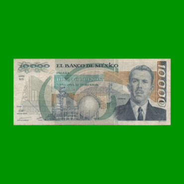BILLETE DE MEXICO $10.000,00 PICK 90b, AÑO 1988, ESTADO BUENO+.-