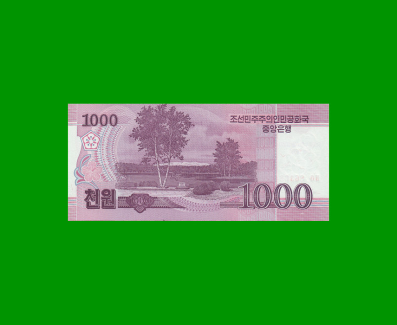 BILLETE DE COREA DEL NORTE 1.000 WON, CONMEMORATIVO, PICK CS15, ESTADO SIN CIRCULAR.- - Imagen 2