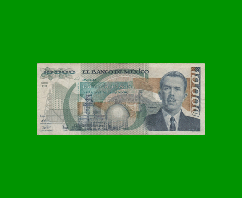 BILLETE DE MEXICO $10.000,00 PICK 90d, AÑO 1991, ESTADO MUY BUENO- .-