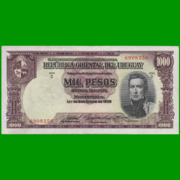 BILLETE DE URUGUAY $1.000,00, PICK 41c, SERIE D, ESTADO MUY BUENO+.-