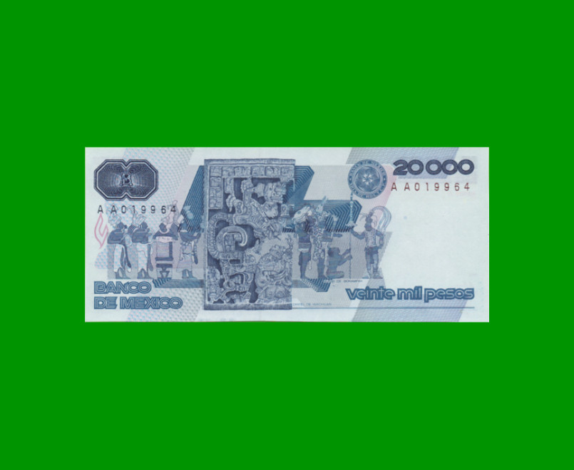 BILLETE DE MEXICO $20.000,00 PICK 91a, AÑO 1985, ESTADO SIN CIRCULAR.- - Imagen 2